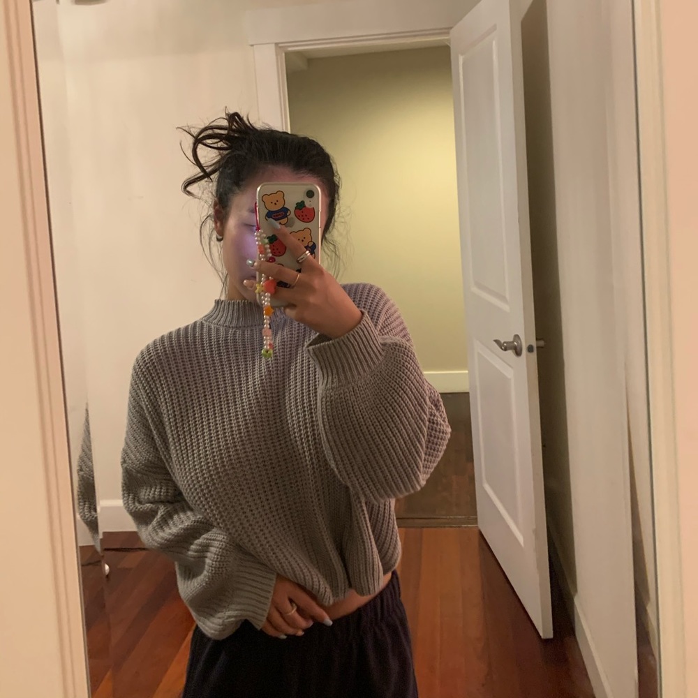 forever 21 grey knit mock neck sweater